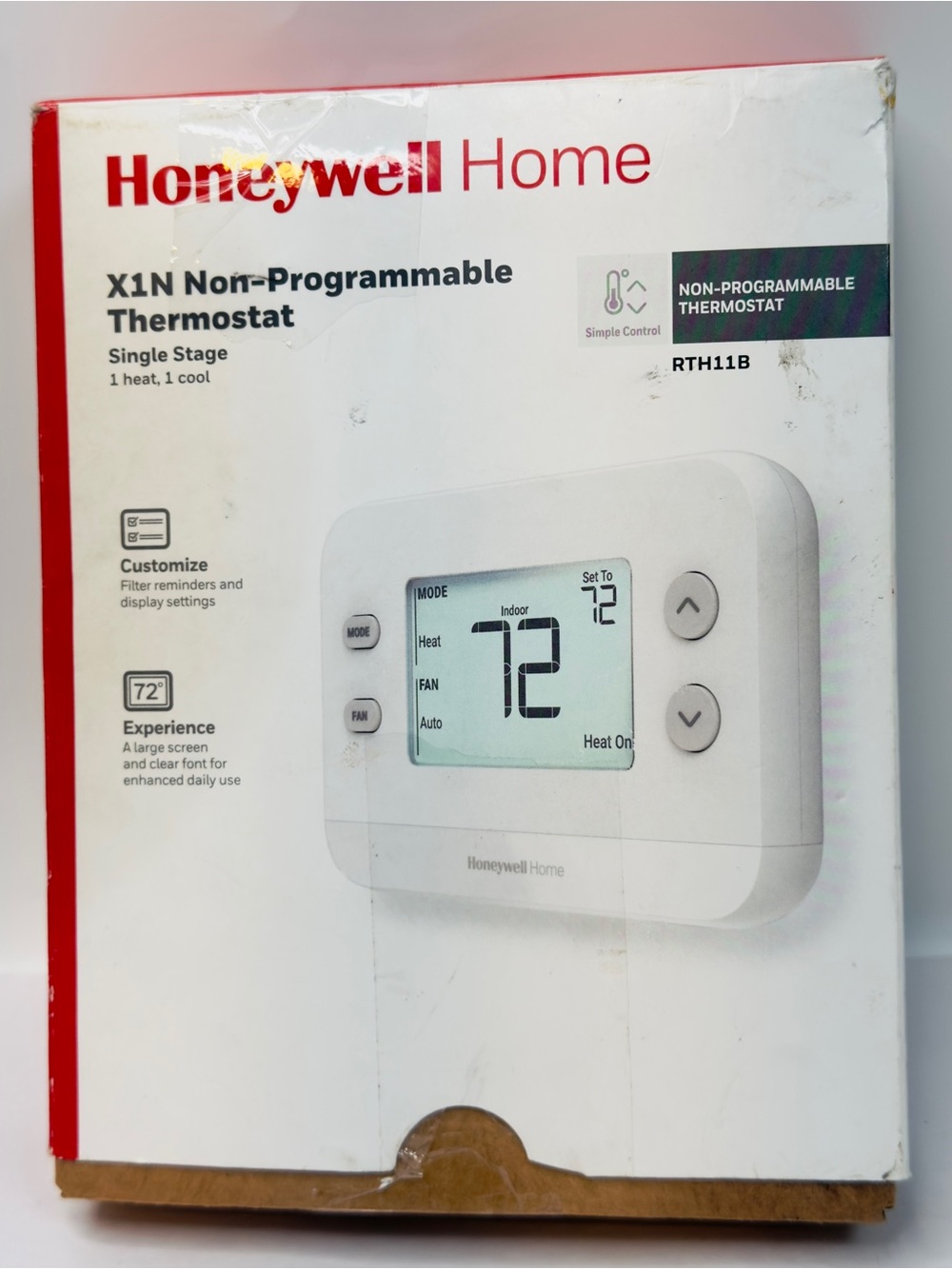 Honeywell Home X1N Non-Programmable Thermostat, Single-Stage, 1 Heat/1 Cool